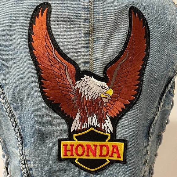 USA Bikers Dream Apparel Jean Vest Medium Honda Eagle on the back - Picture 13 of 16